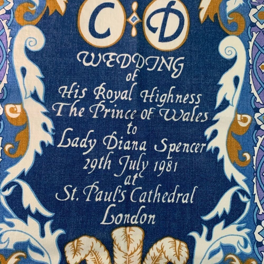 King Charles & Princess Diana Wedding Invitation tea towel